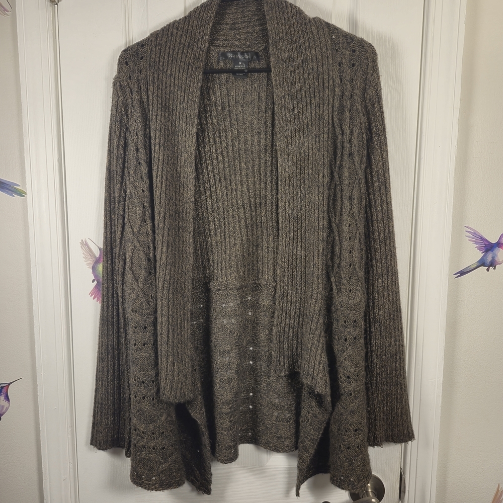 89th & Madison Brown Duster Knit Open-Front Cardigan Long Sweater Cabincore M